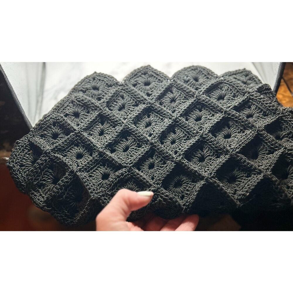 Corde Clutch Purse Wallet Black with Metal Zipper Vintage 40s 7 x 4.5”